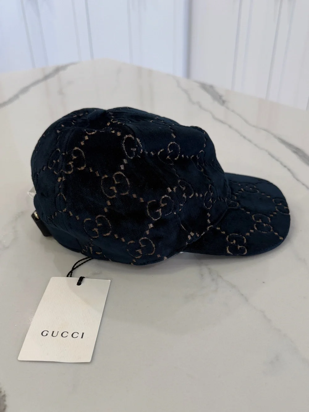 Gucci GG Logo Velvet Baseball Hat